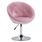 Fauteuil d'appoint pivotant en velours rose | Hauteur réglable 19-24,75" | Capitonné | 120 kg | Piètement en métal