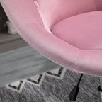 Fauteuil d'appoint pivotant en velours rose | Hauteur réglable 19-24,75" | Capitonné | 120 kg | Piètement en métal