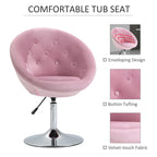 Fauteuil d'appoint pivotant en velours rose | Hauteur réglable 19-24,75" | Capitonné | 120 kg | Piètement en métal