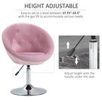 Fauteuil d'appoint pivotant en velours rose | Hauteur réglable 19-24,75" | Capitonné | 120 kg | Piètement en métal