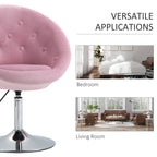 Fauteuil d'appoint pivotant en velours rose | Hauteur réglable 19-24,75" | Capitonné | 120 kg | Piètement en métal