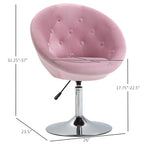 Fauteuil d'appoint pivotant en velours rose | Hauteur réglable 19-24,75" | Capitonné | 120 kg | Piètement en métal
