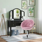 Fauteuil d'appoint pivotant en velours rose | Hauteur réglable 19-24,75" | Capitonné | 120 kg | Piètement en métal