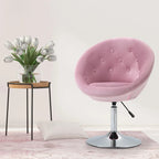 Fauteuil d'appoint pivotant en velours rose | Hauteur réglable 19-24,75" | Capitonné | 120 kg | Piètement en métal