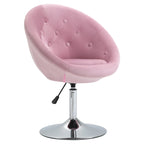 Fauteuil d'appoint pivotant en velours rose | Hauteur réglable 19-24,75" | Capitonné | 120 kg | Piètement en métal