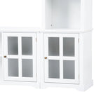 Meuble TV mural blanc de 264 cm | Meuble TV avec pont, 9 étagères et verre trempé de 5 mm | Convient aux téléviseurs de 70 pouces