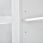Meuble TV mural blanc de 264 cm | Meuble TV avec pont, 9 étagères et verre trempé de 5 mm | Convient aux téléviseurs de 70 pouces
