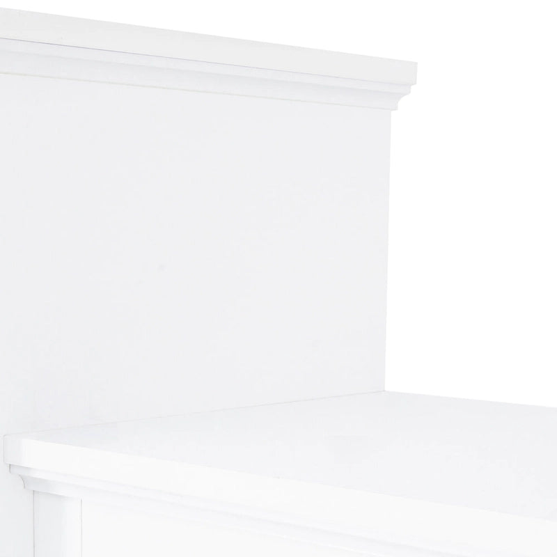Meuble TV mural blanc de 264 cm | Meuble TV avec pont, 9 étagères et verre trempé de 5 mm | Convient aux téléviseurs de 70 pouces