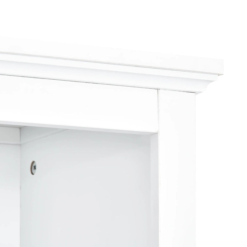 Meuble TV mural blanc de 264 cm | Meuble TV avec pont, 9 étagères et verre trempé de 5 mm | Convient aux téléviseurs de 70 pouces