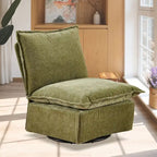Fauteuil d'appoint pivotant à 360° en chenille verte | Rembourrage en mousse | Dossier ergonomique | Pieds en métal