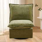 Fauteuil d'appoint pivotant à 360° en chenille verte | Rembourrage en mousse | Dossier ergonomique | Pieds en métal