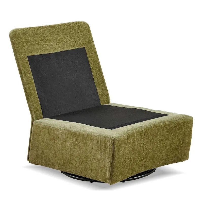 Fauteuil d'appoint pivotant à 360° en chenille verte | Rembourrage en mousse | Dossier ergonomique | Pieds en métal