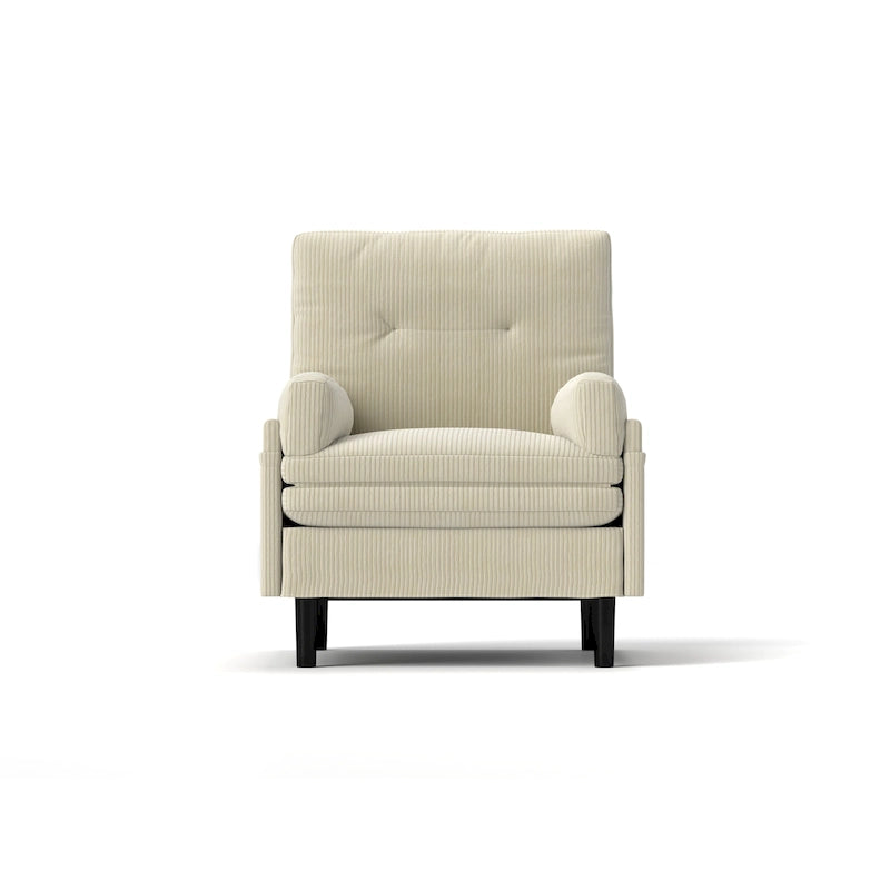 Fauteuil-lit convertible en velours côtelé | Dossier réglable | Cadre métallique | Coussin en mousse | Ivoire
