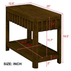 Table d'appoint de ferme rectangulaire de 25 pouces avec étagère de rangement, table d'appoint de canapé avec pieds en bois massif pour salon, chambre, bureau
