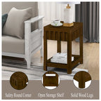 Table d'appoint de ferme rectangulaire de 25 pouces avec étagère de rangement, table d'appoint de canapé avec pieds en bois massif pour salon, chambre, bureau