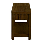 Table d'appoint de ferme rectangulaire de 25 pouces avec étagère de rangement, table d'appoint de canapé avec pieds en bois massif pour salon, chambre, bureau