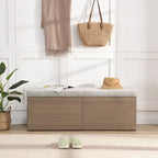 Banc de rangement pour chaussures d'entrée 49 po avec portes doubles et coussin rembourré, Pouf peu encombrant