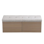 Banc de rangement pour chaussures d'entrée 49 po avec portes doubles et coussin rembourré, Pouf peu encombrant