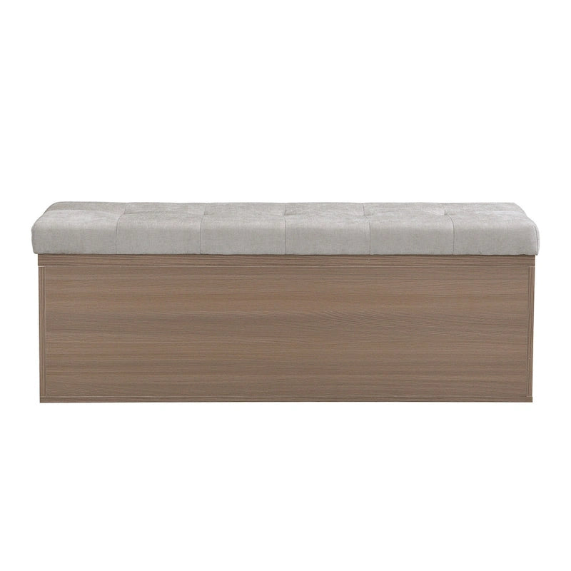 Banc de rangement pour chaussures d'entrée 49 po avec portes doubles et coussin rembourré, Pouf peu encombrant