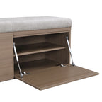 Banc de rangement pour chaussures d'entrée 49 po avec portes doubles et coussin rembourré, Pouf peu encombrant