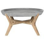 Table basse intérieur/extérieur | Plateau texturé béton | Structure écologique | Design sculptural contemporain