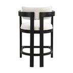 Ensemble de bar 5 pièces à hauteur de comptoir | Chaises rembourrées en tissu bouclé | Plateau en MDF coloris frêne clair | Cadre en métal | H 91 cm