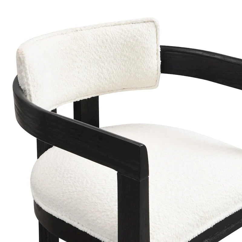 Ensemble de bar 5 pièces à hauteur de comptoir | Chaises rembourrées en tissu bouclé | Plateau en MDF coloris frêne clair | Cadre en métal | H 91 cm