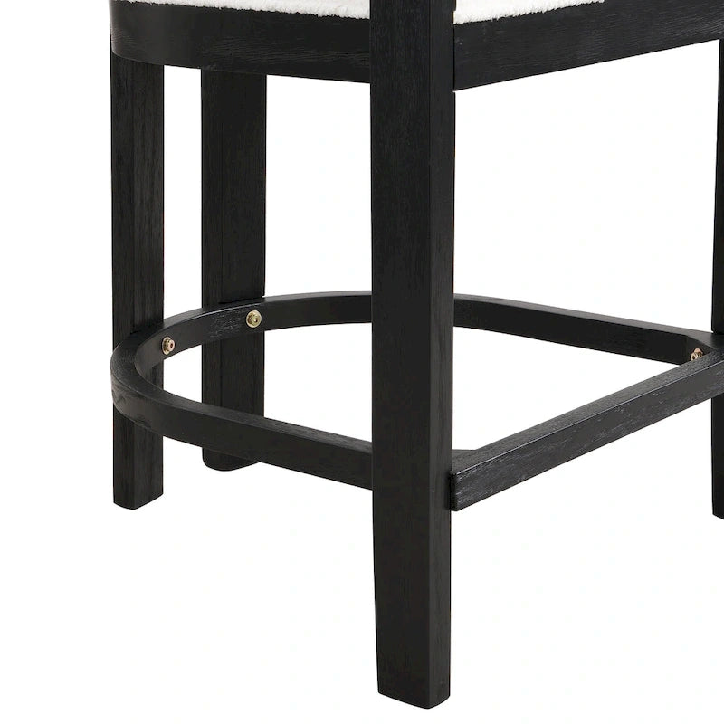 Ensemble de bar 5 pièces à hauteur de comptoir | Chaises rembourrées en tissu bouclé | Plateau en MDF coloris frêne clair | Cadre en métal | H 91 cm