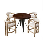 Ensemble de bar 5 pièces à hauteur de comptoir | Chaises rembourrées en tissu bouclé | Plateau en MDF coloris frêne clair | Cadre en métal | H 91 cm