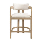 Ensemble de bar 5 pièces à hauteur de comptoir | Chaises rembourrées en tissu bouclé | Plateau en MDF coloris frêne clair | Cadre en métal | H 91 cm