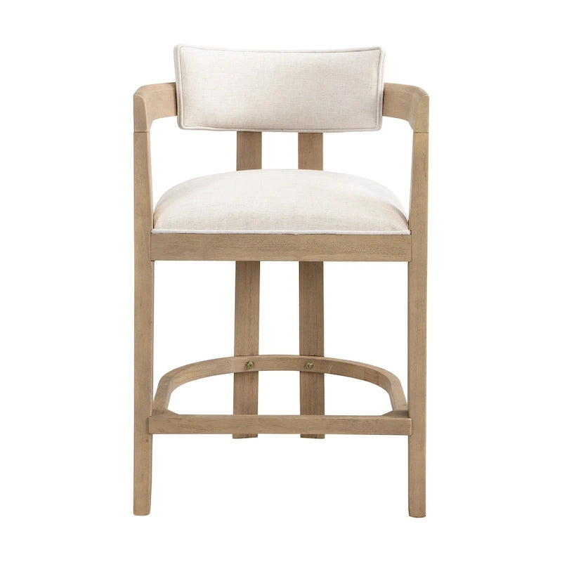 Ensemble de bar 5 pièces à hauteur de comptoir | Chaises rembourrées en tissu bouclé | Plateau en MDF coloris frêne clair | Cadre en métal | H 91 cm