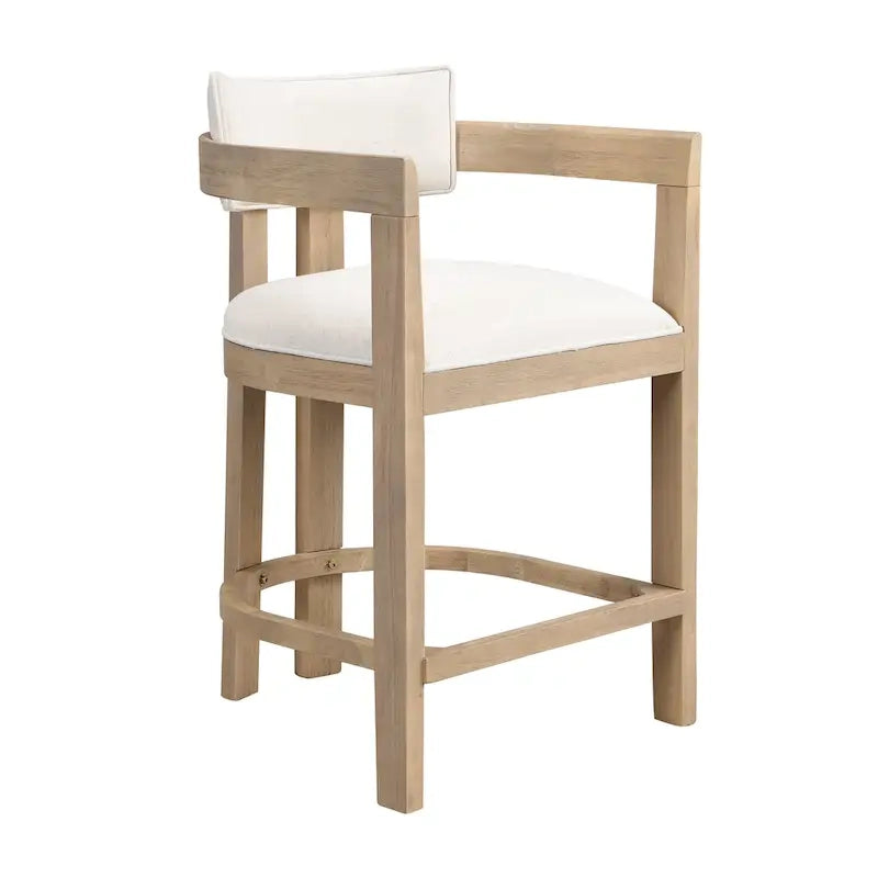 Ensemble de bar 5 pièces à hauteur de comptoir | Chaises rembourrées en tissu bouclé | Plateau en MDF coloris frêne clair | Cadre en métal | H 91 cm