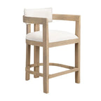 Ensemble de bar 5 pièces à hauteur de comptoir | Chaises rembourrées en tissu bouclé | Plateau en MDF coloris frêne clair | Cadre en métal | H 91 cm