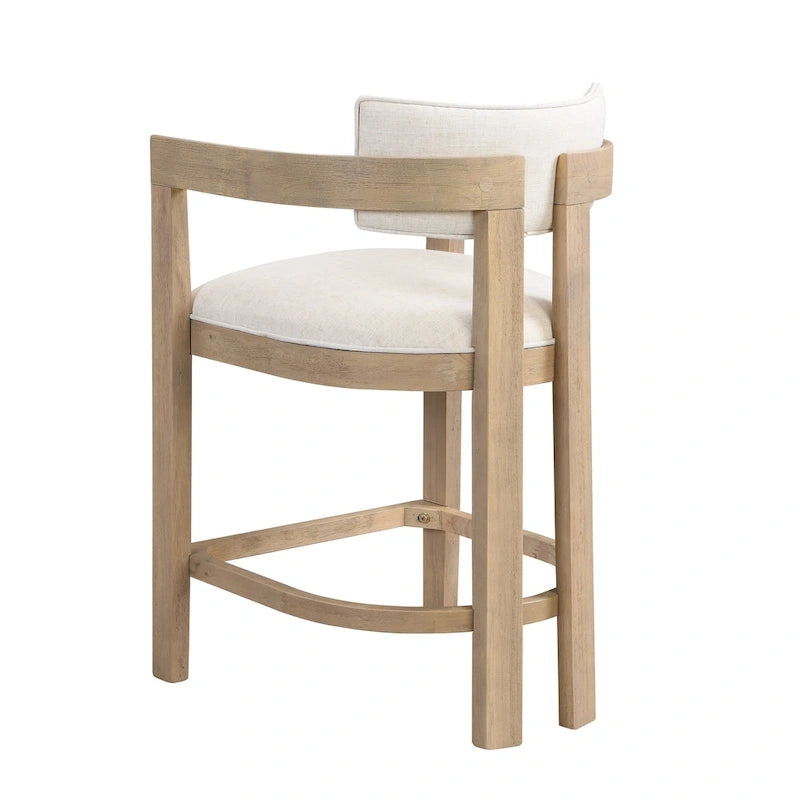 Ensemble de bar 5 pièces à hauteur de comptoir | Chaises rembourrées en tissu bouclé | Plateau en MDF coloris frêne clair | Cadre en métal | H 91 cm