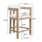 Ensemble de bar 5 pièces à hauteur de comptoir | Chaises rembourrées en tissu bouclé | Plateau en MDF coloris frêne clair | Cadre en métal | H 91 cm