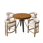 Ensemble de bar 5 pièces à hauteur de comptoir | Chaises rembourrées en tissu bouclé | Plateau en MDF coloris frêne clair | Cadre en métal | H 91 cm