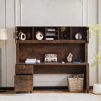 Bureau d'ordinateur rustique moderne avec huche de rangement