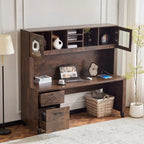 Bureau d'ordinateur rustique moderne avec huche de rangement