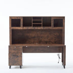 Bureau d'ordinateur rustique moderne avec huche de rangement