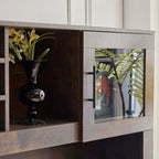 Bureau d'ordinateur rustique moderne avec huche de rangement