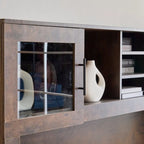 Bureau d'ordinateur rustique moderne avec huche de rangement