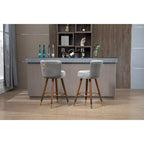 Lot de 2 tabourets de bar pivotants avec pieds en bois et repose-pieds, tabourets de cuisine rembourrés avec dossier