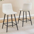 Modern PU Bar Chair 2 Pieces with Metal Legs, Checkered Design, Waterproof and Stain Resistant Suitable for Bars, Living Rooms