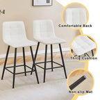 Lot de 2 chaises de bar modernes en PU avec pieds en métal, design à carreaux, imperméables et résistantes aux taches, idéales pour les bars et les salons