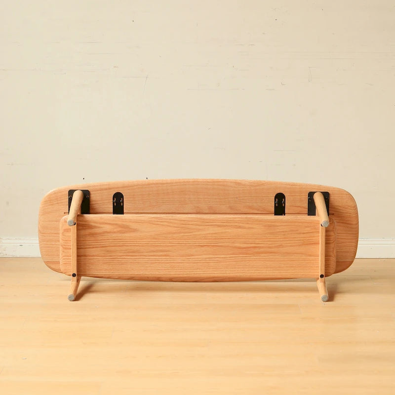 Table basse en chêne massif avec étagère de rangement inférieure | Conception à 2 niveaux | Finition non toxique | Salon