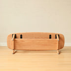 Table basse en chêne massif avec étagère de rangement inférieure | Conception à 2 niveaux | Finition non toxique | Salon