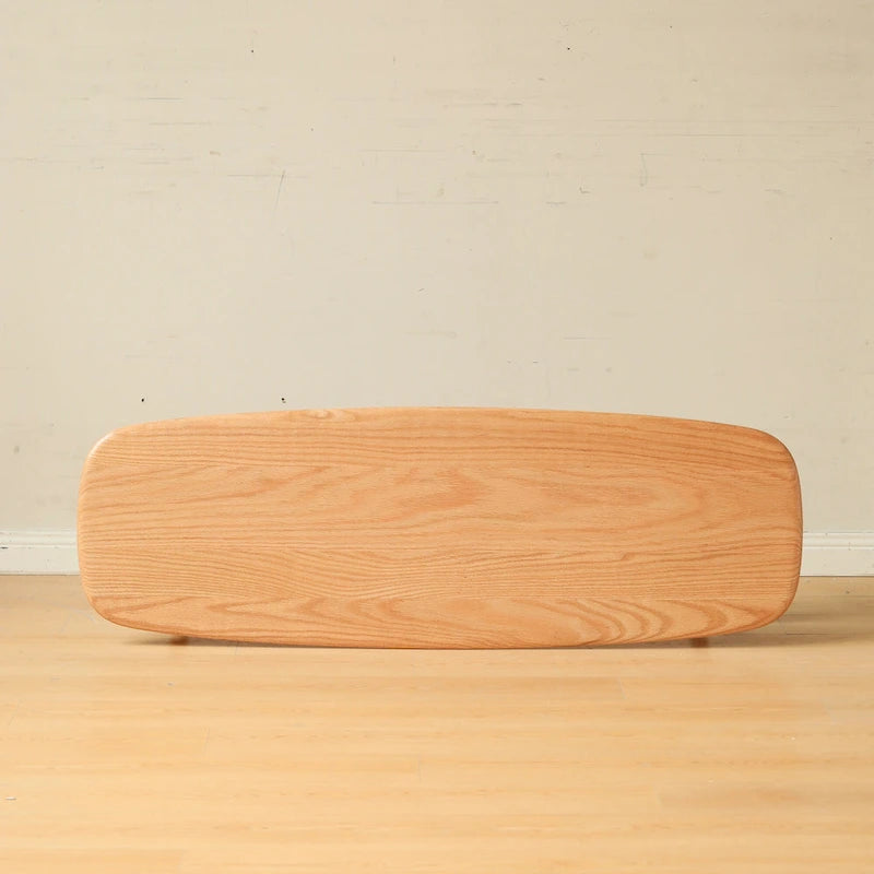 Table basse en chêne massif avec étagère de rangement inférieure | Conception à 2 niveaux | Finition non toxique | Salon