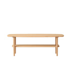 Table basse en chêne massif avec étagère de rangement inférieure | Conception à 2 niveaux | Finition non toxique | Salon