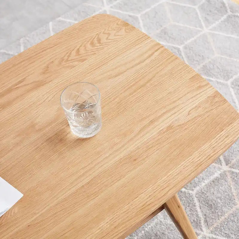 Table basse en chêne massif avec étagère de rangement inférieure | Conception à 2 niveaux | Finition non toxique | Salon