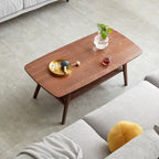 Table basse en chêne massif avec étagère de rangement inférieure | Conception à 2 niveaux | Finition non toxique | Salon